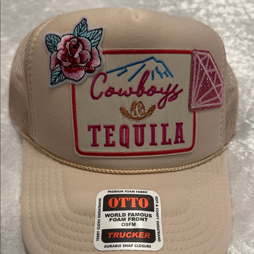 OTTO Beige Trucker Hat with Embroidery